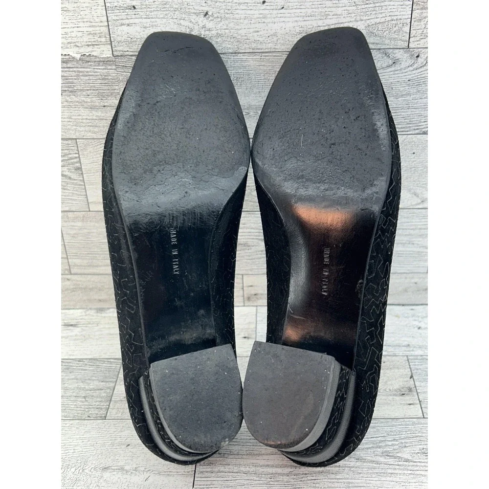 Salvatore Ferragamo Shoes Womens Size 6.5‎ B Block Heel Patterned Suede Italy